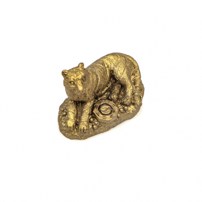 Statueta foarte mica Feng Shui Tigru sezand cu moneda cu simbol Yin Yang [4]