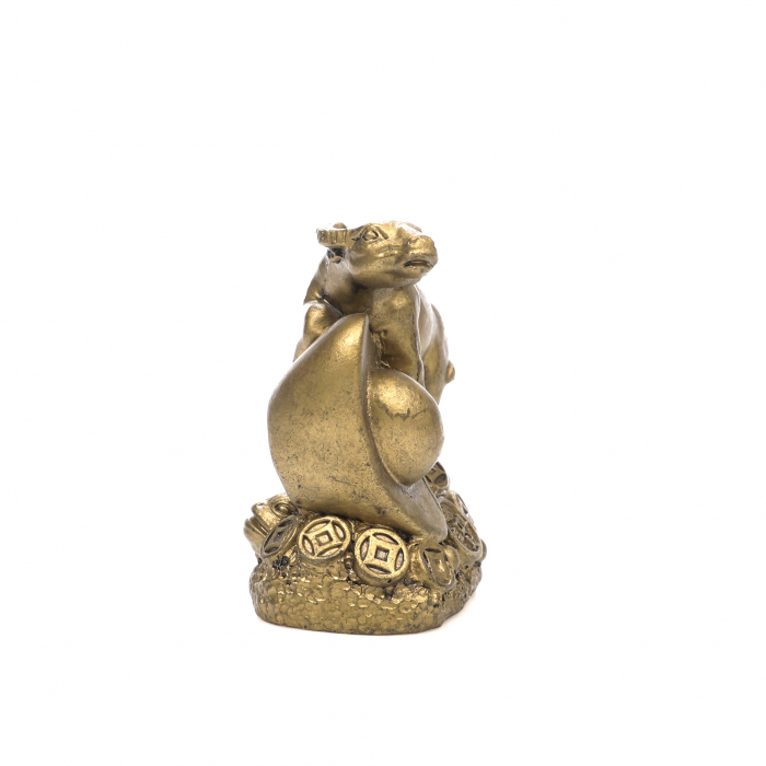 Statueta mica Feng Shui Bivol pe monede cu pepita pentru prosperitate [3]