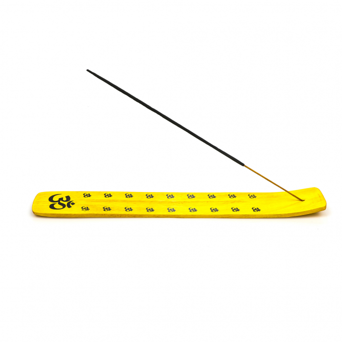 Suport din lemn galben cu semn chinezesc pentru ars betisoare parfumate [5]