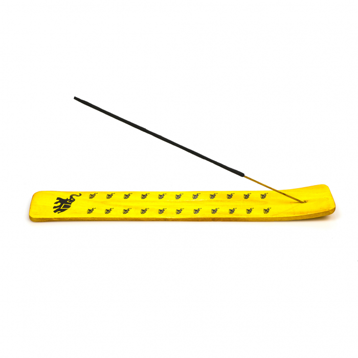 Suport din lemn galben cu elefant pentru ars betisoare parfumate [5]