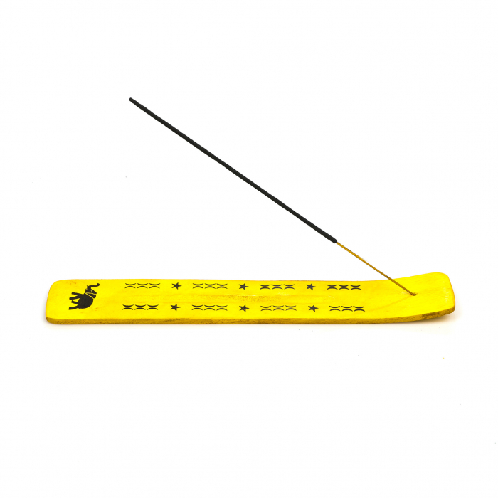 Suport din lemn galben cu elefant si stelute pentru ars betisoare parfumate [5]