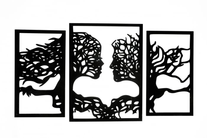 Tablou din 3 piese cu 2 indragostiti - negru [4]