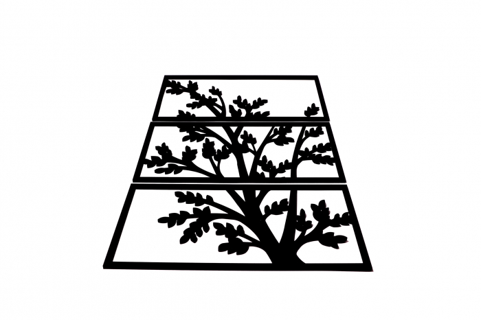 Tablou din 3 piese - lemn cu o ramura verticala negru [2]