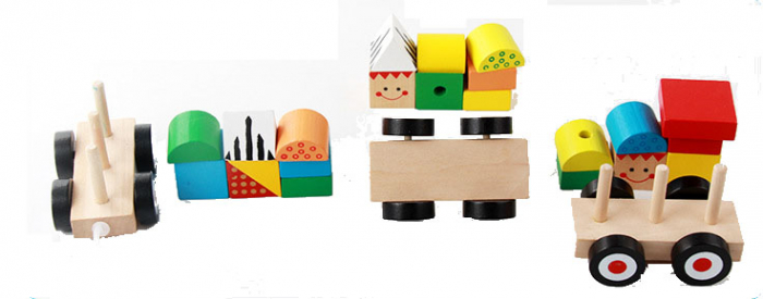 Trenulet din lemn din mai multe piese [4]