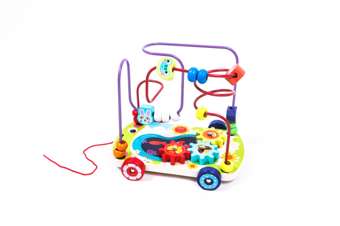 Joc interactiv multifunctional cu animalute din lemn cu roti - Lemn in Dar [5]