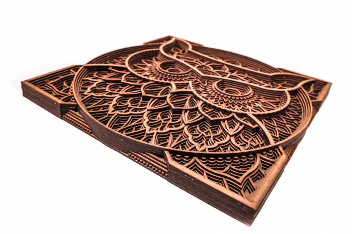 Tablou din lemn in straturi cu bufnita [3]