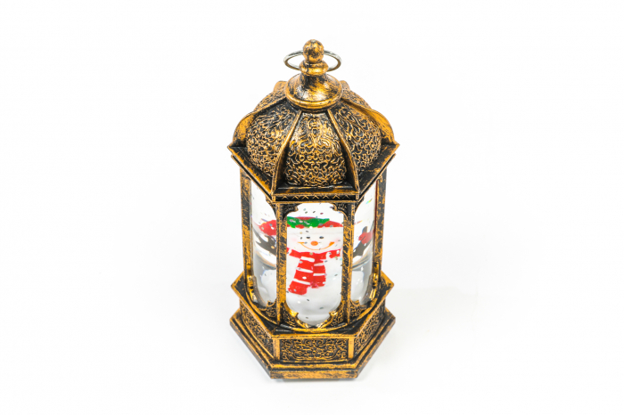 Ornament tip felinar care lumineaza cu om de zapada cu caciula [3]