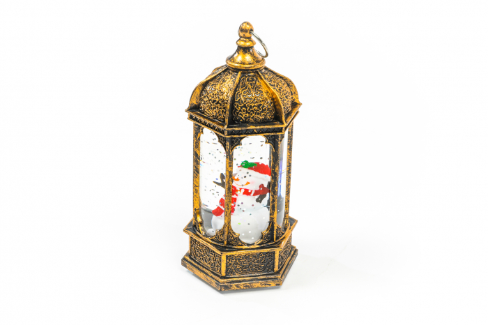 Ornament tip felinar care lumineaza cu om de zapada cu caciula [4]