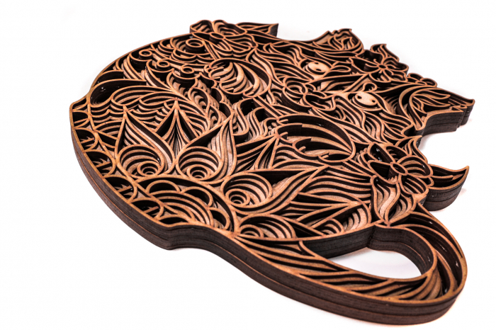 Tablou cu pisica din lemn in straturi [5]