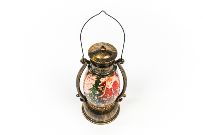 Ornament tip felinar oval care lumineaza cu mos si brad [3]