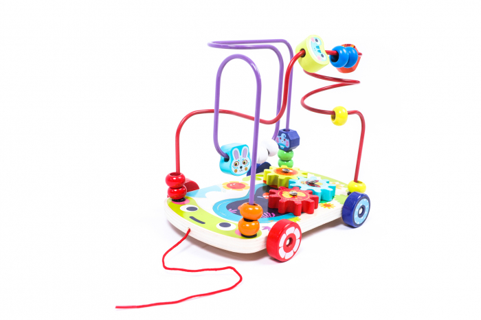 Joc interactiv multifunctional cu animalute din lemn cu roti - Lemn in Dar [4]