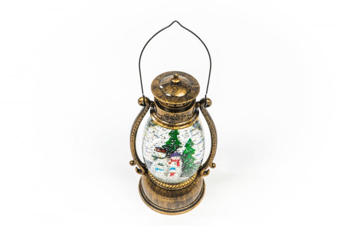 Ornament tip felinar oval care lumineaza cu 3 oameni de zapada [3]