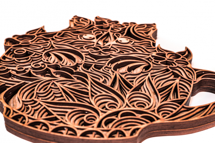 Tablou cu pisica din lemn in straturi [3]