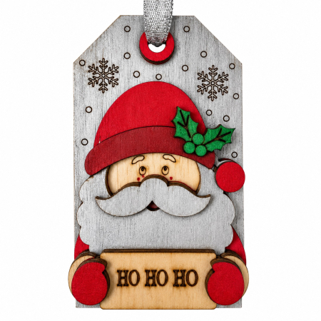 Decoratiuni Craciun - Decoratiune cu nume personalizata din lemn cu Mos Craciun
