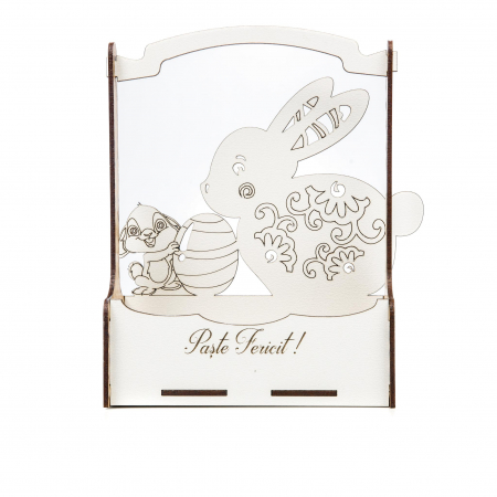 Cutiuta mare decorativa pentru Paste cu Iepuras mare, Iepuras mic si Ou [1]