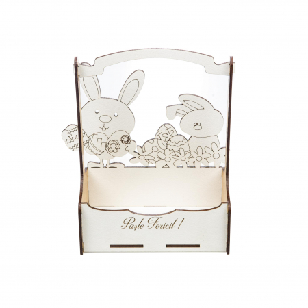 Cutiuta mare decorativa pentru Paste cu Iepurasi, oua si flori [5]