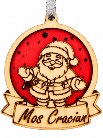 Decoratiuni Craciun - Decoratiune cu nume personalizata din lemn cu Mos Craciun