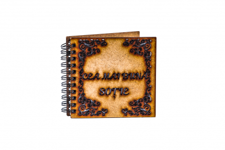 Cadouri pentru EA - Agenda 10x10 personalizata din lemn - Cea mai buna sotie!