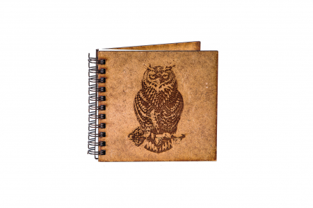 Agende 10x10 - Agenda 10x10 personalizata din lemn cu bufnita