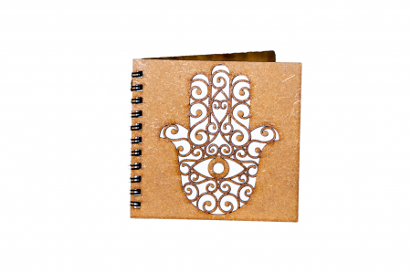 Agende 10x10 - Agenda 10x10 personalizata din lemn cu simbolul Hamsa
