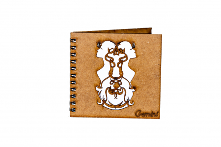 Agende 10x10 - Agenda 10x10 personalizata din lemn cu zodie GEMENI