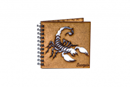 Agende 10x10 - Agenda 10x10 personalizata din lemn cu zodie SCORPION