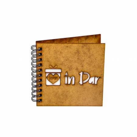 Produse din lemn personalizabile - Agenda 10x10 DECUPATA cu model special si/sau logo client-inchidere spira metalica