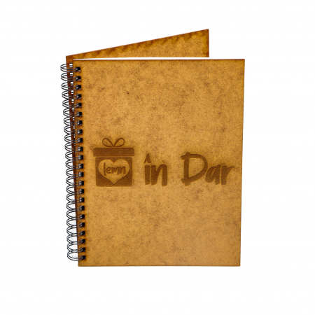 Produse din lemn personalizabile - Agenda A5 GRAVATA cu model special si/sau logo client-inchidere spira metalica