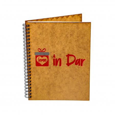 Produse din lemn personalizabile - Agenda A5 PRINT UV cu model special si/sau logo client-inchidere spira metalica