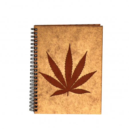 Agende cu mandale si alte modele - Agenda A5 personalizata din lemn cu Marijuana