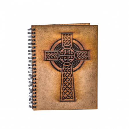 Agende cu mandale si alte modele - Agenda A5 personalizata din lemn cu o Cruce Impletita