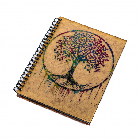 Agenda A5 personalizata din lemn cu Copacul vietii colorat [3]