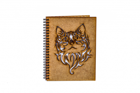 Agenda A5 personalizata din lemn cu Pisica pufoasa [1]