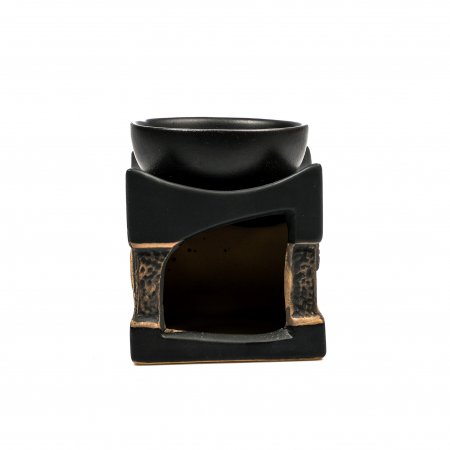 Vas mic din ceramica negru cu gri pentru ulei aromatic, cu elefant [3]