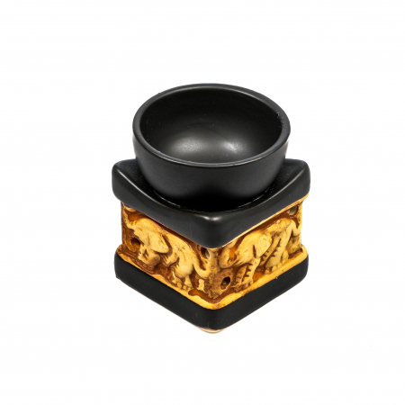 Vas mic din ceramica negru cu maro pentru ulei aromatic, cu elefant [5]
