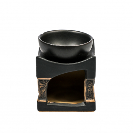 Vas mic din ceramica negru cu gri pentru ulei aromatic, cu elefant [2]