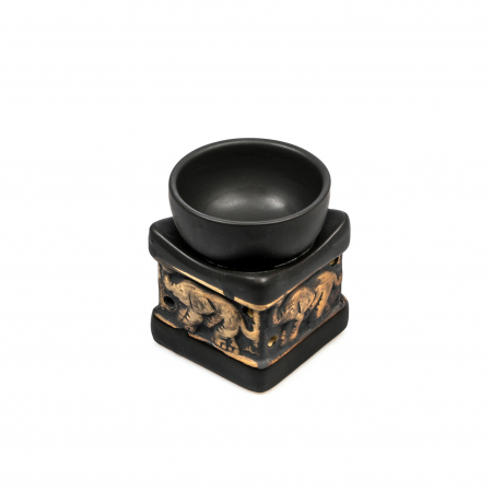Vas ceramic negru pentru ulei esential, cu elefant [5]