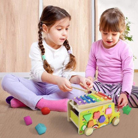 Autobuz multifunctional din lemn - jucarie Montessori [3]