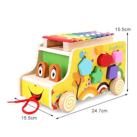 Autobuz multifunctional din lemn - jucarie Montessori [2]
