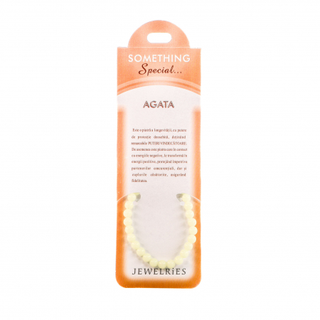 Feng Shui - Bratara cu piatra semipretioasa Agata cu bilute albe