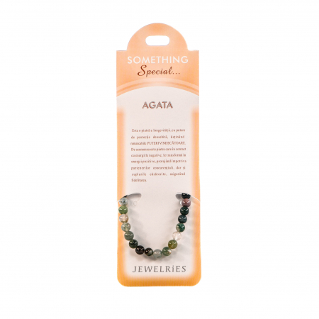 Feng Shui - Bratara cu piatra semipretioasa Agata, cu bilute colorate inchis