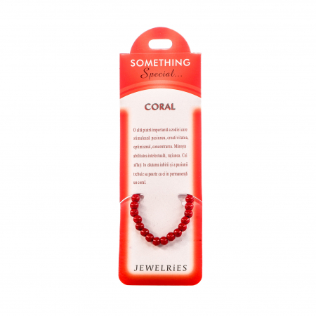 Feng Shui - Bratara cu piatra semipretioasa Coral, cu bilute
