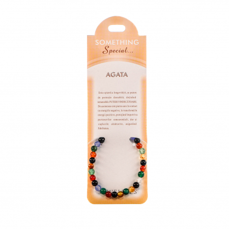 Feng Shui - Bratara cu piatra semipretioasa Agata cu bilute colorate