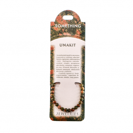 Feng Shui - Bratara cu piatra semipretioasa Unakit, cu bilute