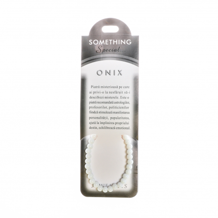 CERCEI ZAMAC - Bratara cu piatra semipretioasa Onix Alb