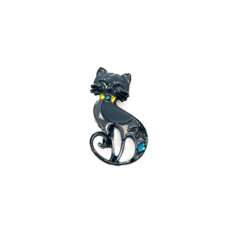 Martisoare - Brosa mica cu pisicuta stilizata gri