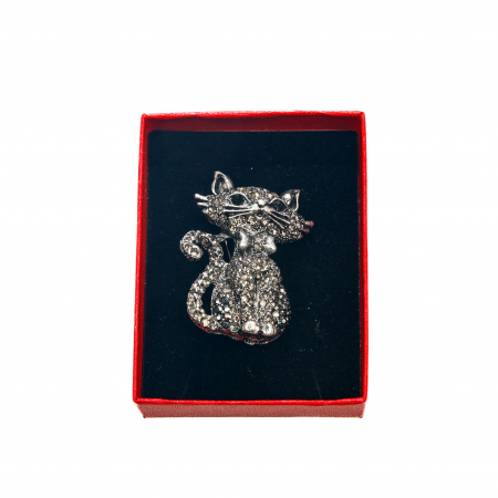 Brosa medie eleganta cu pisicuta argintiu inchis [1]