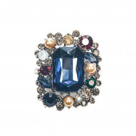 Brosa medie eleganta argintie cu pietricele albastre [0]