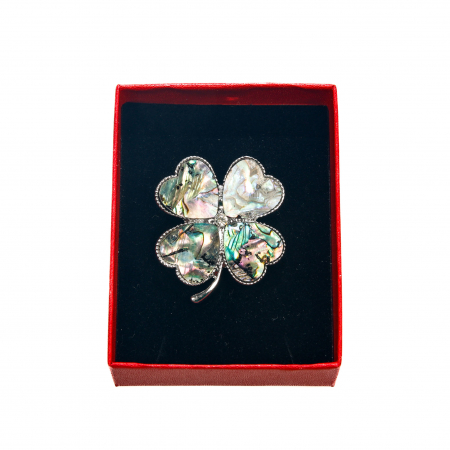 Brosa medie eleganta cu trifoi, sidef scoica paua [1]