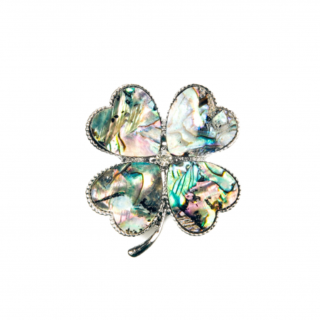 Brosa medie eleganta cu trifoi, sidef scoica paua [0]